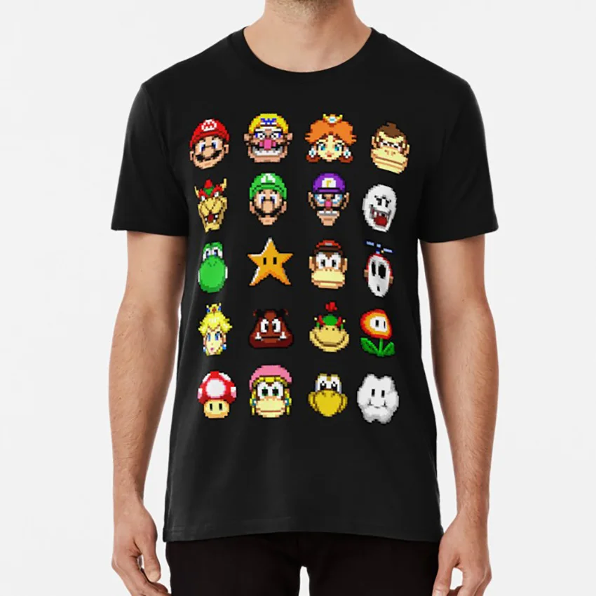 Футболка с изображением друзей powerups mario luigi wario daisy donkey kong jr bowser goomba mushroom|Мужские