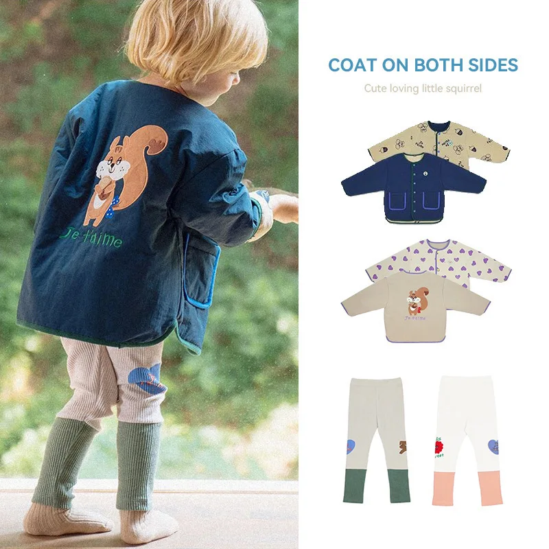 

Ins2021 новая детская одежда PS с обеих сторон, хлопковая куртка для детей среднего и маленького возраста