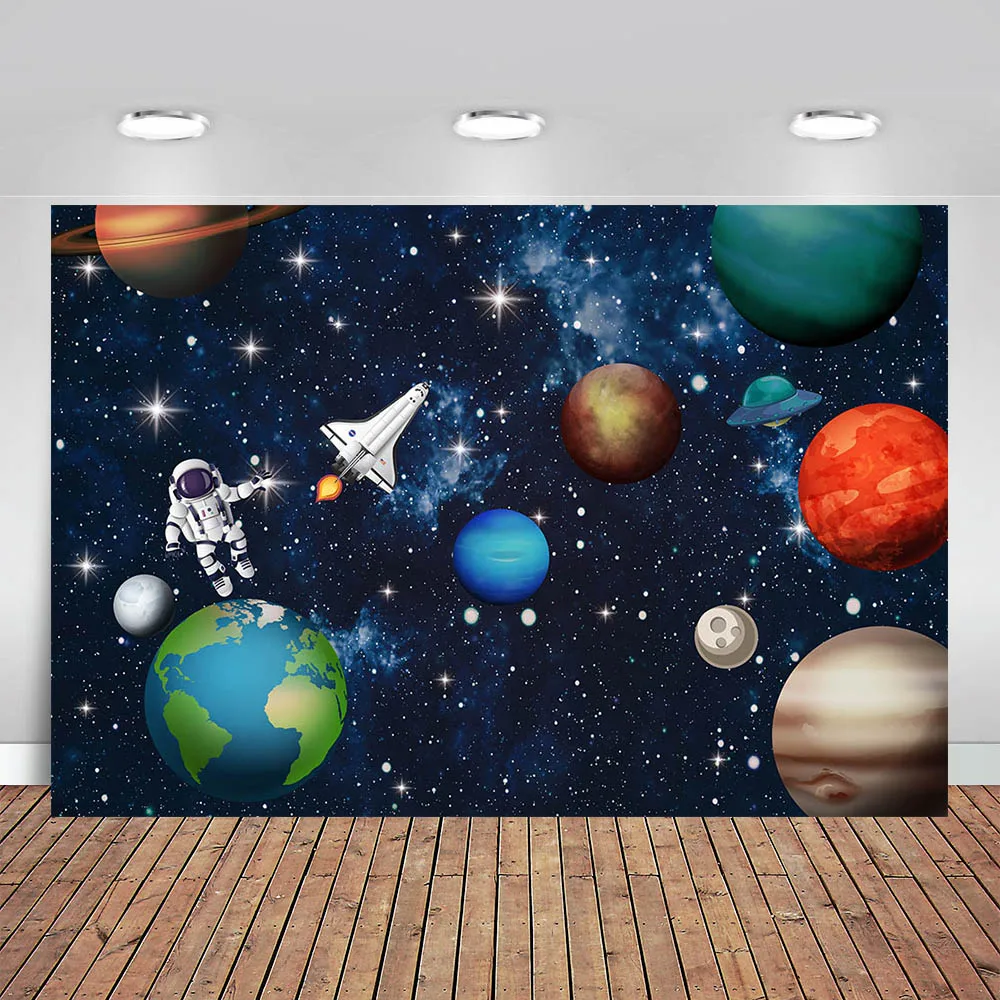 

Earth Universe Space Planet Photography Background Spaceship Astronaut Birthday Party Backdrop Photocall Photo Studio