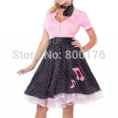 1920S 1950S  Gorgeous 50's Poodle Rockabilly Retro Swing Grease polka dot music Fancy Dress Costume