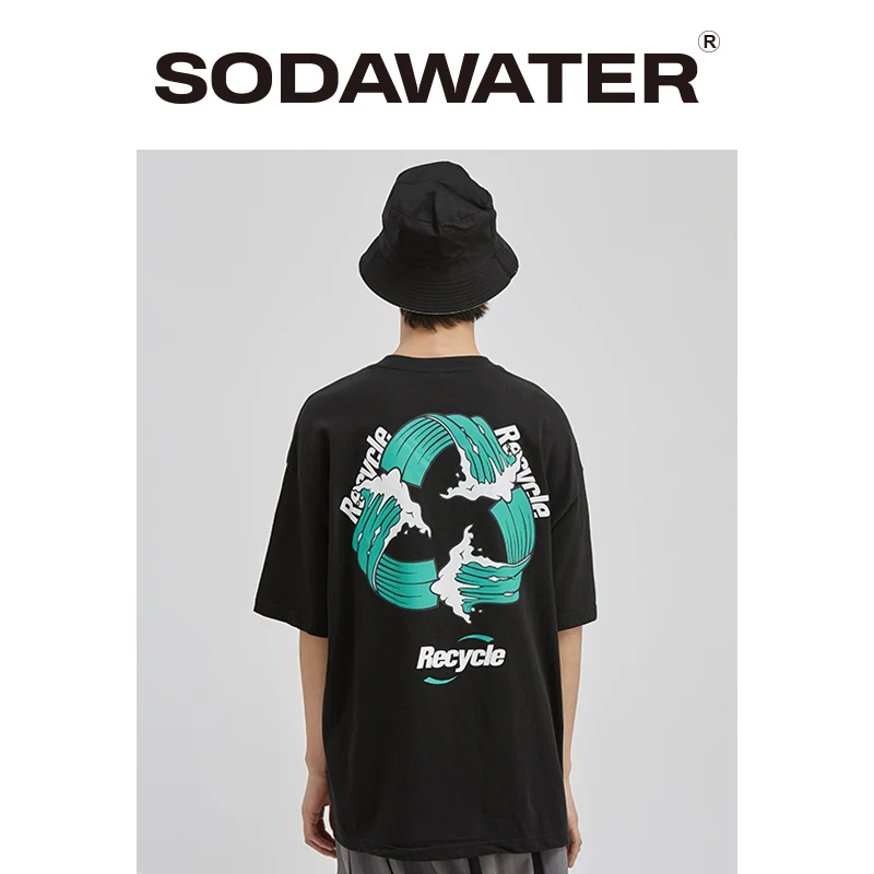 Мужская футболка с короткими рукавами SODAWATER модная принтом уличная одежда модель