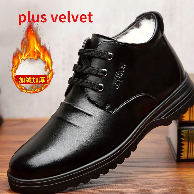 

Men's Boots Winter Plus Velvet Warm Casual Men's Leather Shoes Soft Sole High-top Fashion Comfortable Shoes for Men Snow Boots