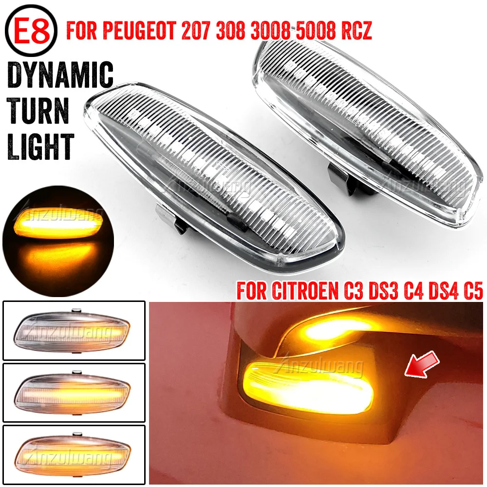 

A Pair Turn Signal Blinker Light LED Car Dynamic Side Marker Signal Lamp For Peugeot 308 207 3008 5008 Turn Indicators