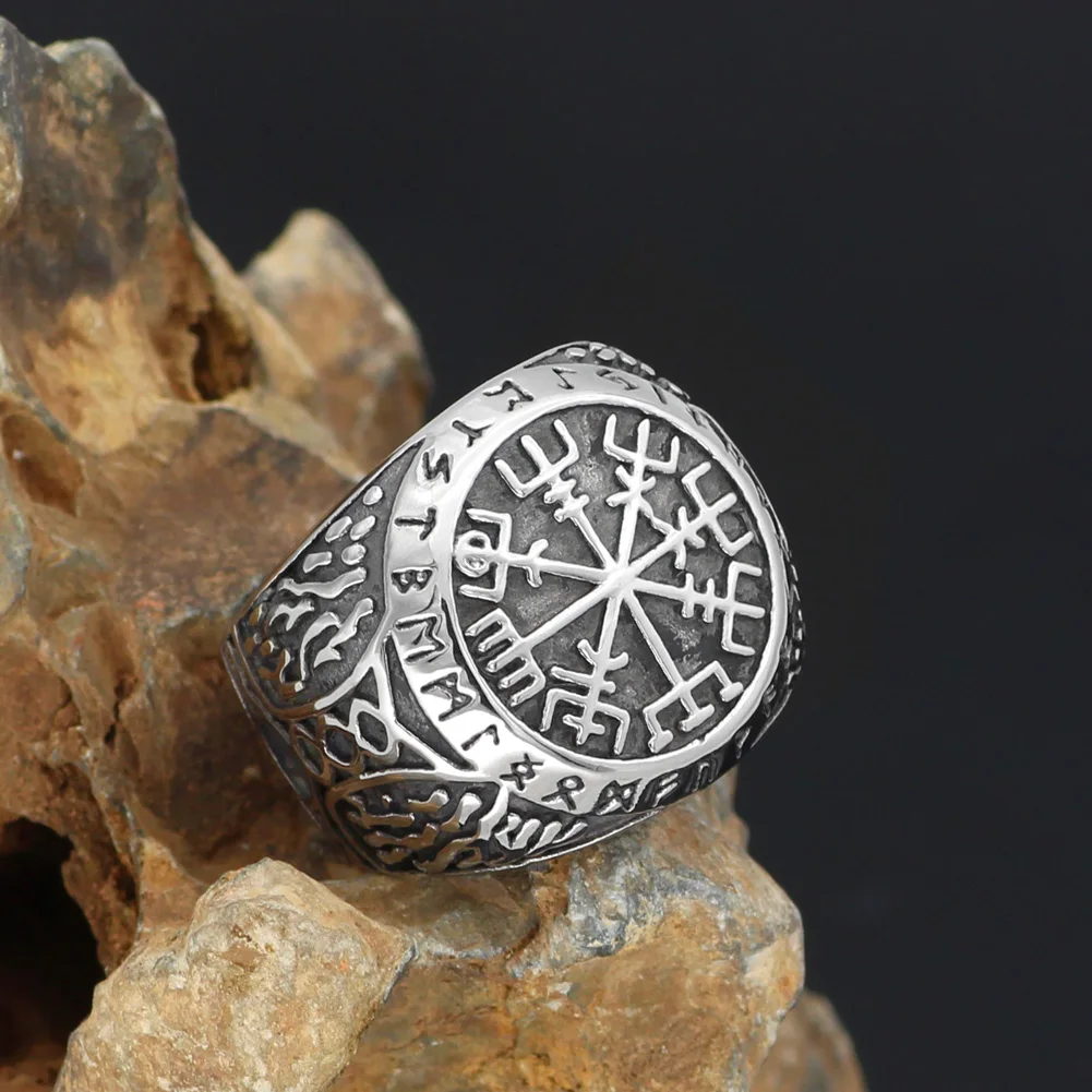 Скандинавский Викинг mjolnir valknut vegvisir Рунический амулет кольцо из нержавеющей