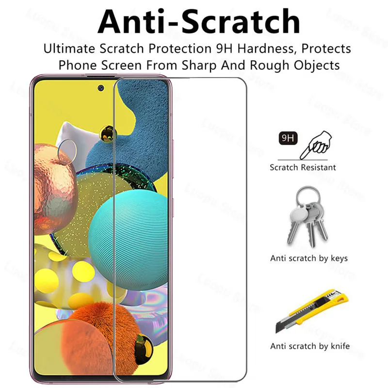4 в 1 закаленное стекло для Samsung A51 A71 A50 A30 A21S A31 A02S A32 защита экрана пленка объектива