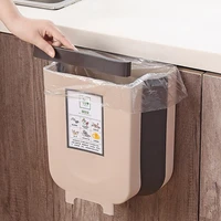 folding trash can kitchen cabinet door wall mounted bathroom toilet garbage storage durable for bathroom kitchen car living room