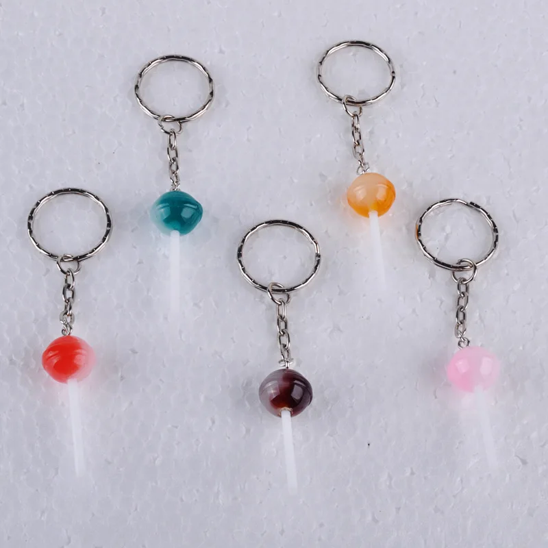 Кавайная круглая милая девочка из смолы брелок для ключей в виде конфет леденцов