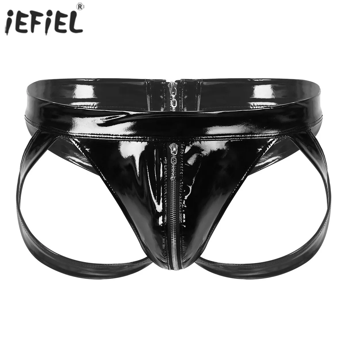 Эротическое кожаное мужское двухстороннее нижнее белье брифы с застежкой