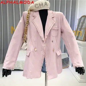 Женский блейзер с кисточками ALPHALMODA, элегантный однотонный Повседневный Блейзер на осень 2020