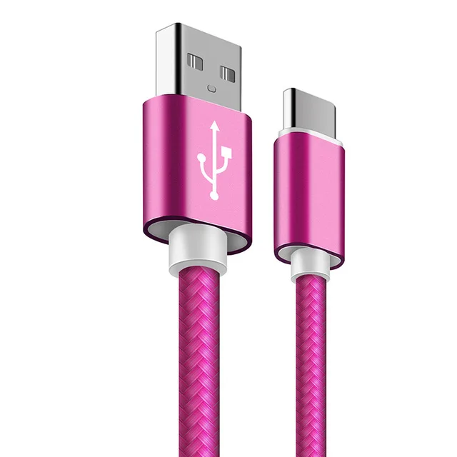 Rose Red Кабель типа USB C для быстрой зарядки samsung Galaxy S10 S9 S8 1 м 2 м 3 м type-C зарядное устройство для смартфона кабель для передачи данных для Xiaomi Mi 10 - Цвет: Rose Red