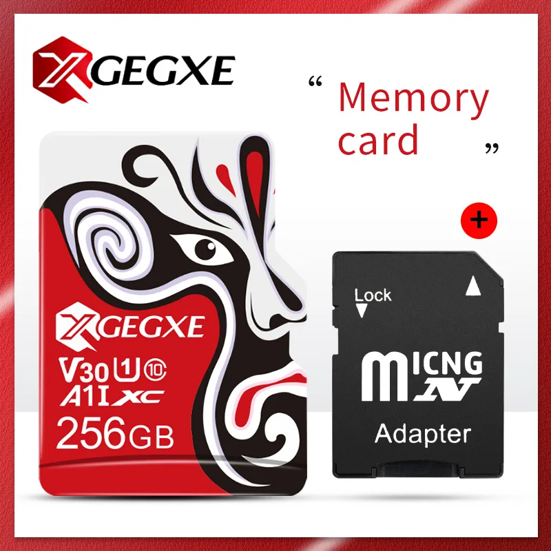 XGEGXE карта памяти, 8 ГБ, 16 ГБ, 32 ГБ, 64 ГБ, 128 ГБ, 256 ГБ, 512 ГБ, Micro SD карта C10, TF карта, флеш-накопитель для смартфонов - Емкость: 256GB-Adapter