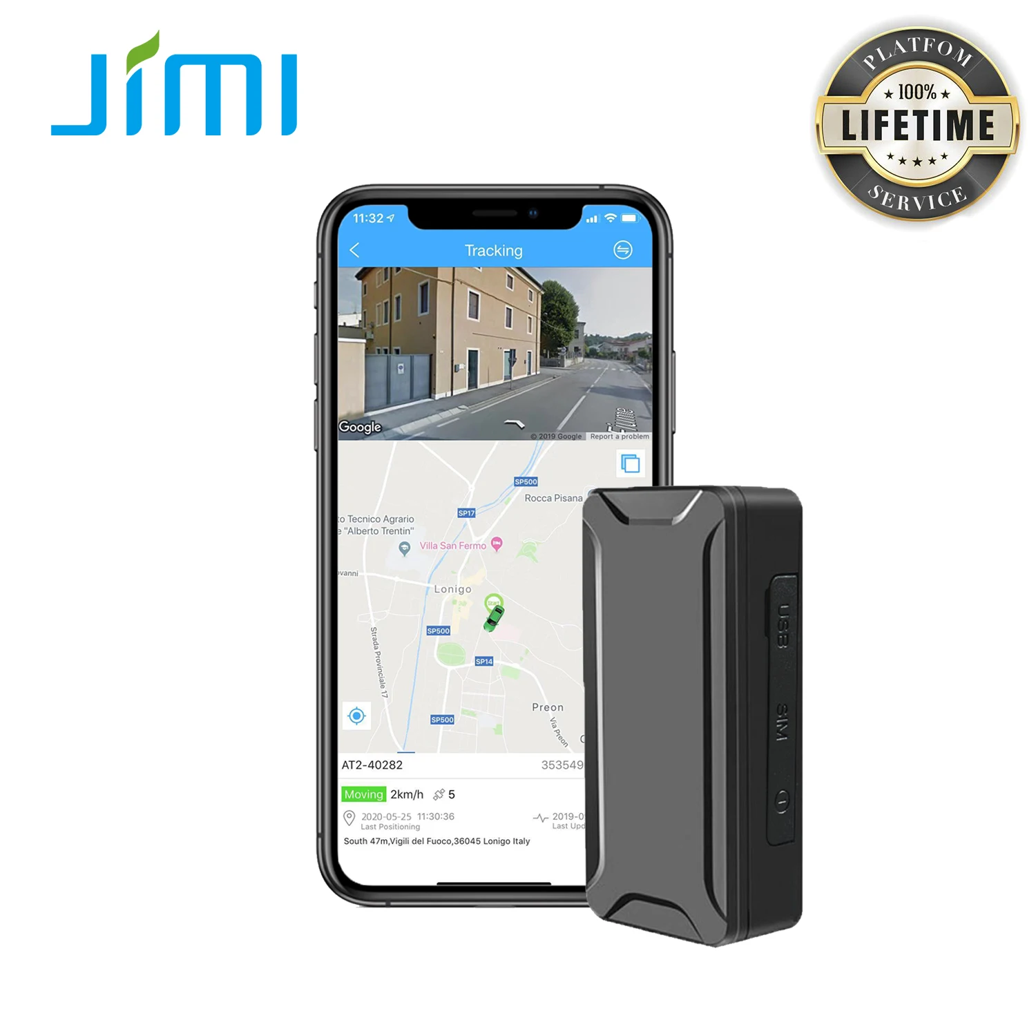 Мини GPS трекер JIMI AT2 с бесплатным сроком службы на платформе JIMIMAX и SIM картой 2G Wi Fi