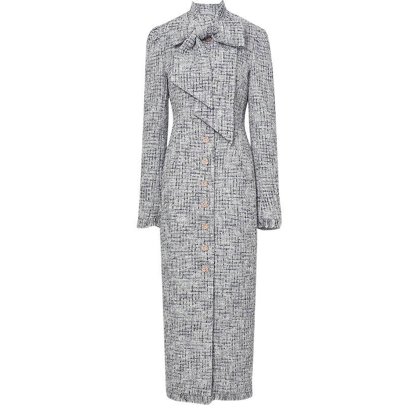Новый Небольшой аромат зимнее шерстяное пальто для женщин лук мода полный рукав
