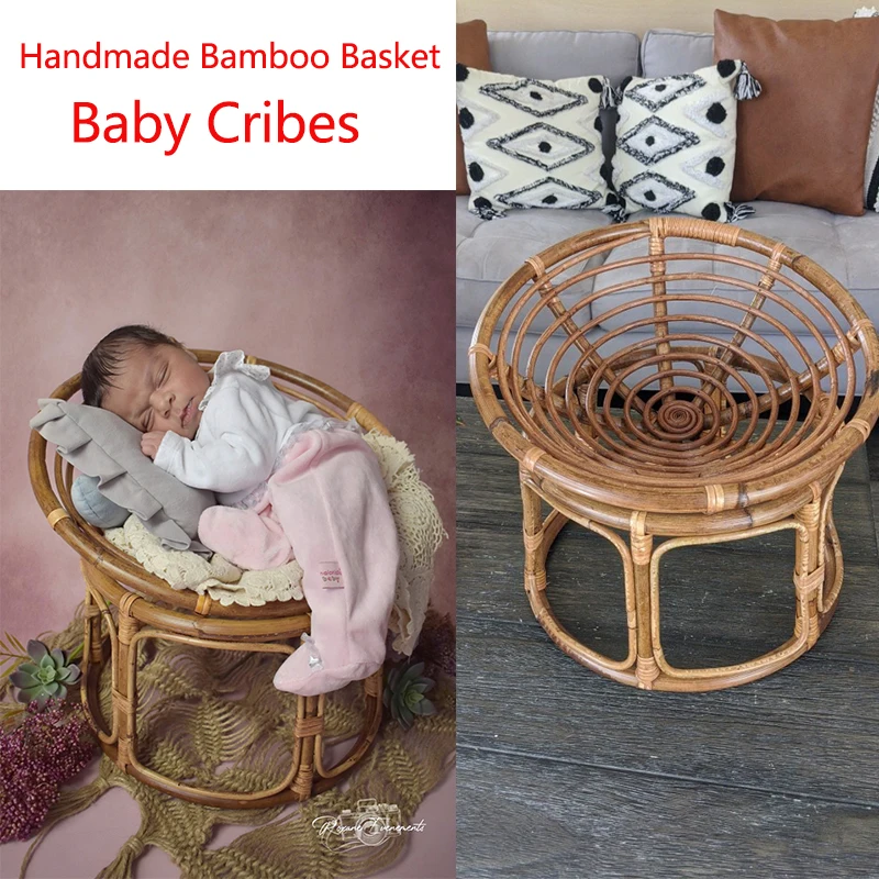 2022 Baby Papasan Chair Photography Props Bamboo Basket Chair Cribes Newborn Photo Shoot Posing Sofa Fotografia Acessorio