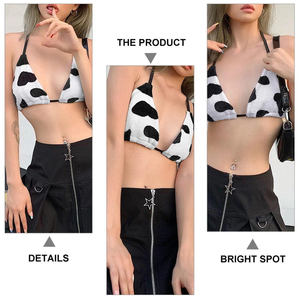 

Cow Pattern Hanging Neck Vest Lace-up Vest Sexy Vest for Female
