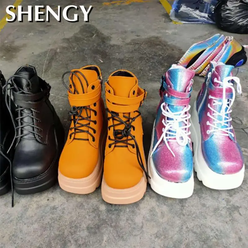 

Woman Boots Height Increasing Wedges Women Ankle Boots Ladies Zip Vulcanized Boots Women's Comfort High Heels Female Footwear