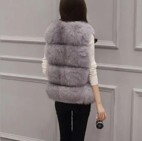 Меховое 2019 зимнее женское пальто из искусственного меха жилет меховые жилетки