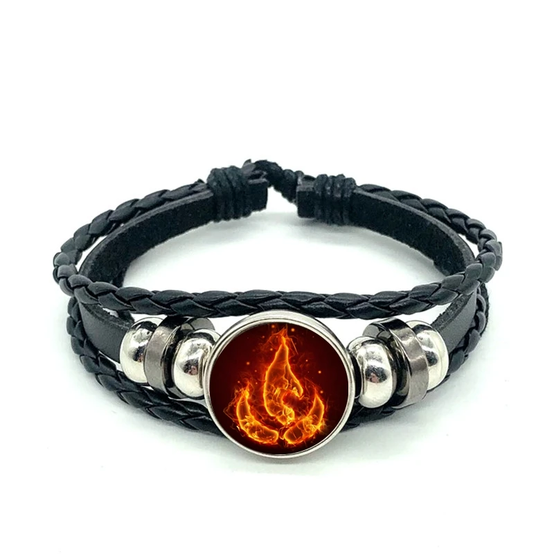 Аватар: The Last Airbender Fire Nation Logo Черный Кожаный Браслет Аниме ювелирные изделия Aang Prince