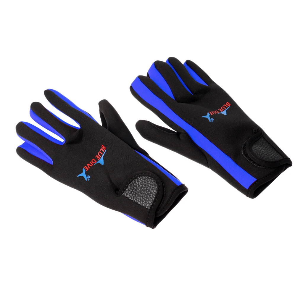 S Blue and Black 1 пара 1,5 мм неопрена эластичные пять пальцев Гидрокостюмы перчатка для дайвинга для подводного/зимнего плавания/каякинга/подводной охоты - Цвет: S Blue and Black