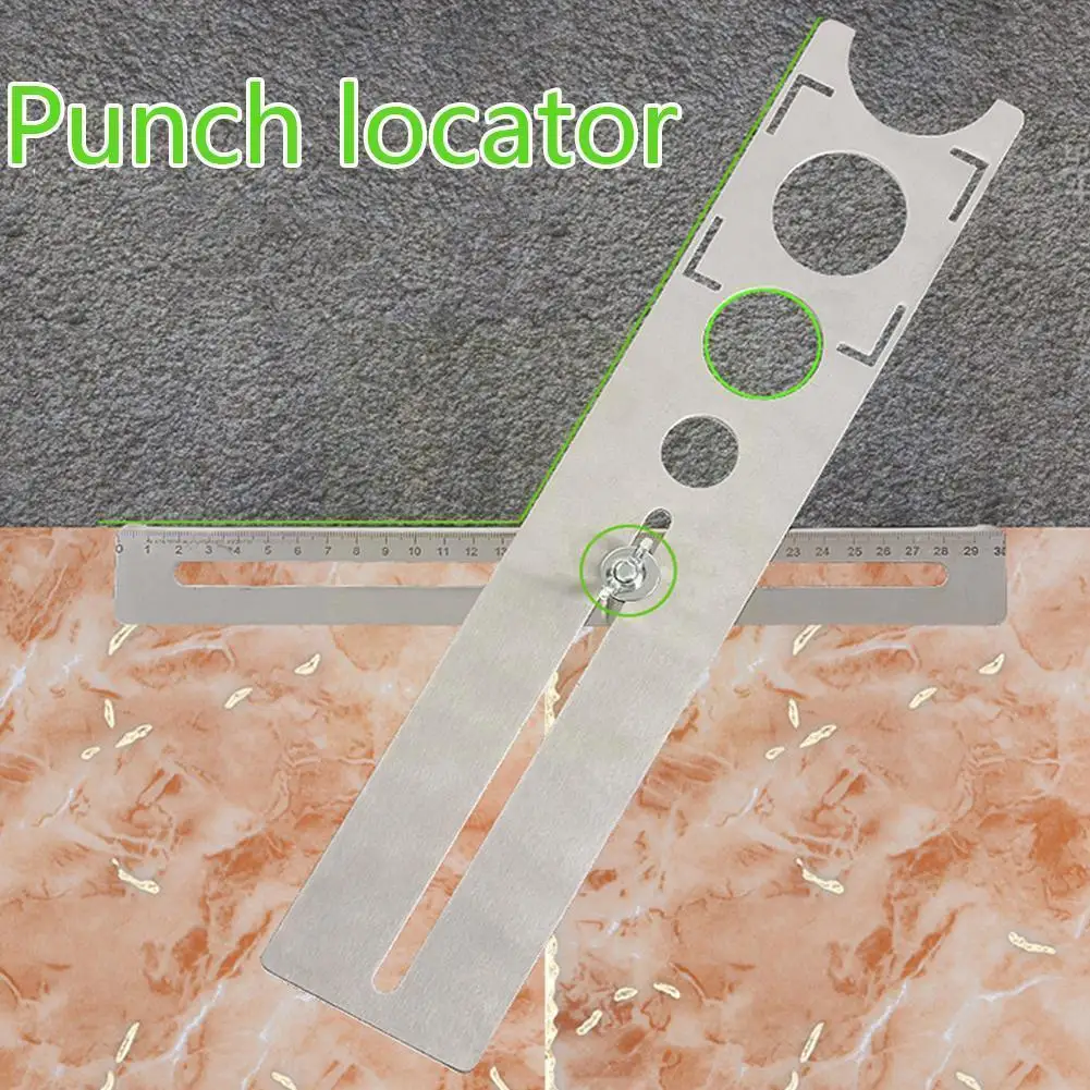 

Линейка-локатор для отверстий в стальной керамической плитке, регулируемый ручной инструмент для перфорации, многофункциональная линейка ...