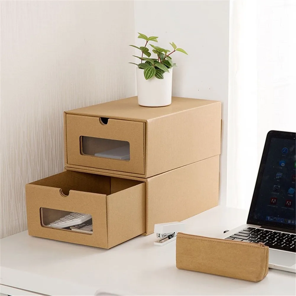 

Box Cardboard Box Drawer Dustproof Household Kraft Kraft Paper Organization