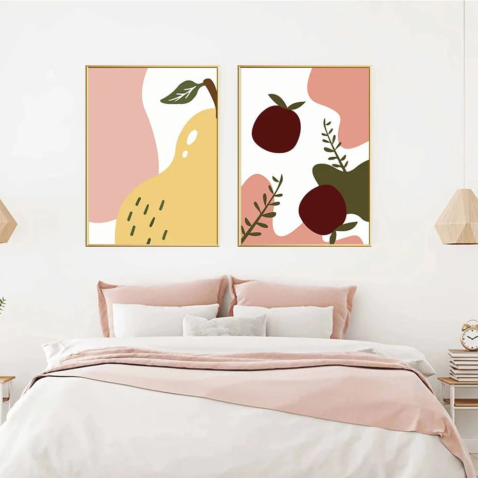 

Cartoon Illustration Cute Fruit Poster Modern Canvas Paintings Gallery Wall Art Pictures for Living Room Kitchen Home Decor