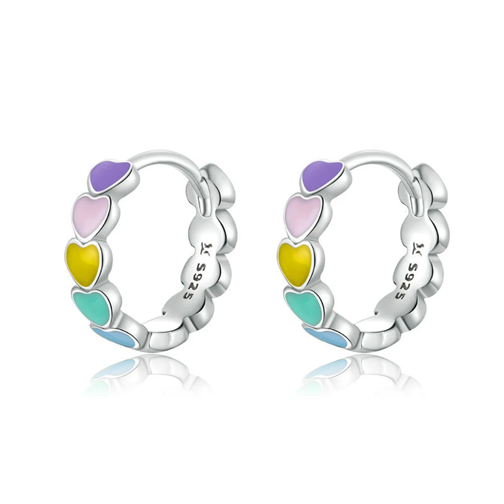 

Ghidbk Trendy Simple Raindow Hoop Earrings For Women Vintage 925 Sterling Silver Color Huggie Earring Fashion Party Jewlery Gift