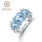 Женское кольцо с изумрудом GEM'S BALLET, кольцо с натуральным небесно-голубым топазом и камнем на 925 пробы