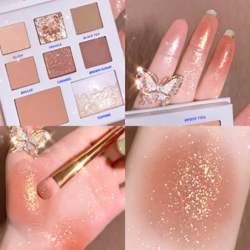 Милый молочный чай палитра теней для век водостойкая блестящая Бриллиантовая