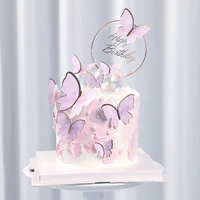 10pcs happy birthday cake toppers cake decoration handmade painted butterfly cake topper for wedding birthday party baby shower
