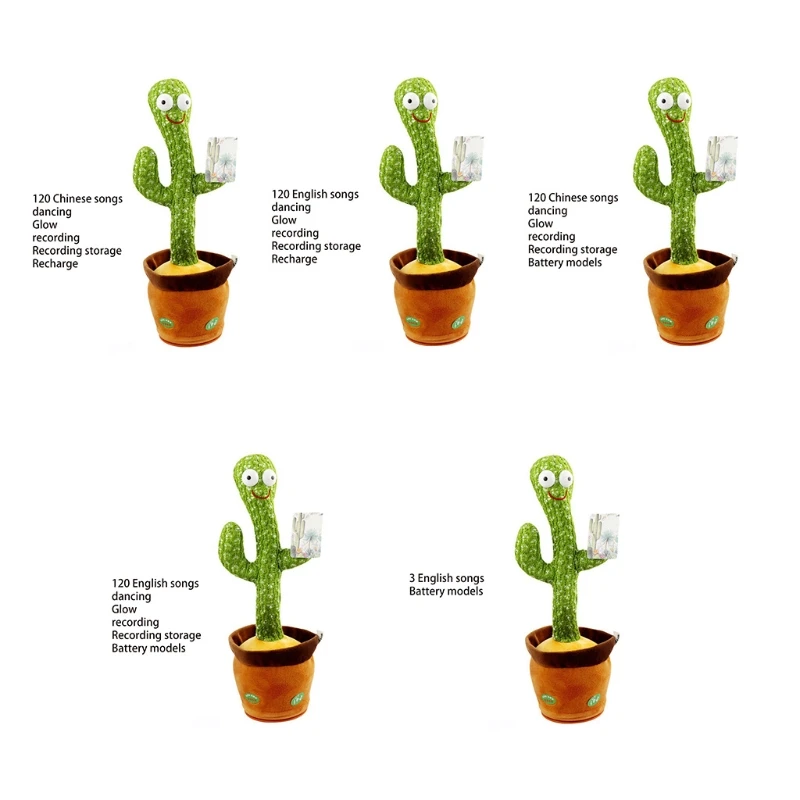 

T5EC 33cm/13inch Anti-Anxiety Doll Electric Dancing Cactus Plush Toy Birthday Gift Interactive Soft Realistic Cactus for Kids