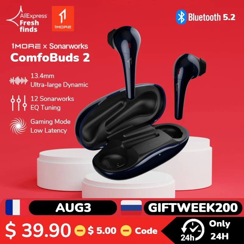 Мировая премьера 1MORE ComfoBuds 2 Bluetooth 5.2 наушники беспроводной Tws 12 эквалайзеров Sonarworks