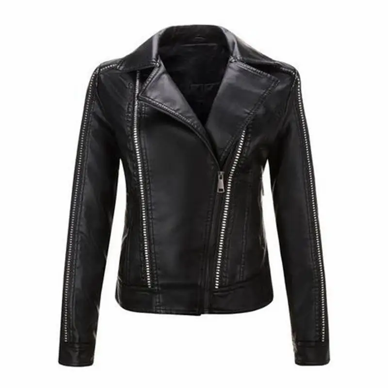Модная новинка Женская кожаная тонкая куртка женская мотоциклетная одежда