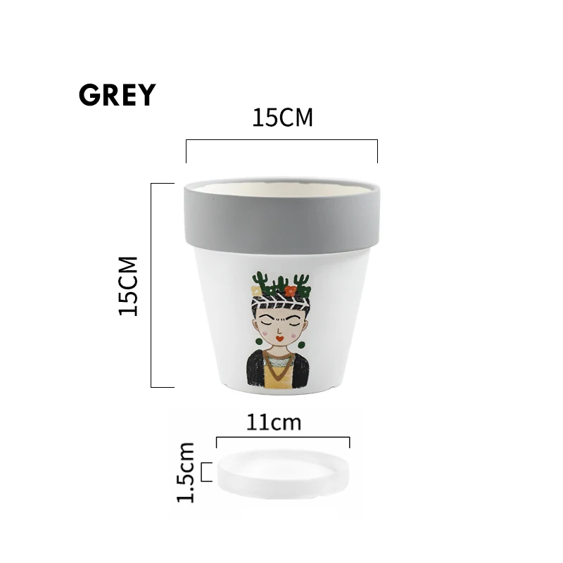 Grey 1 шт. портрет человека керамический горшок для цветов горшок с сливным отверстием садовый декор цветочный горшок Национальный элемент ремесло - Цвет: Grey
