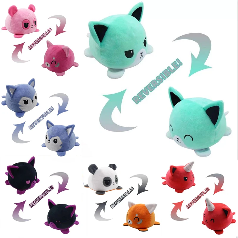Reversibles Cat Gato Kids Plushie Plush Doll Double-Sided Flip Pulpos Animal Plushie Toy Cute Toys Christmas Gifts for Kids