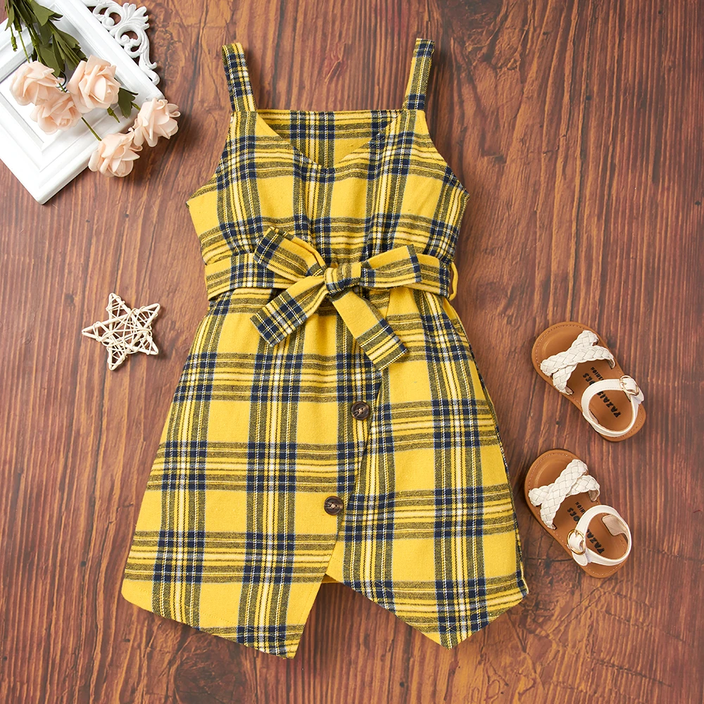

YOYOSHOW Summer new girls dress fashion clothes sleeveless dresses 2-6 years old girls lattice dress.