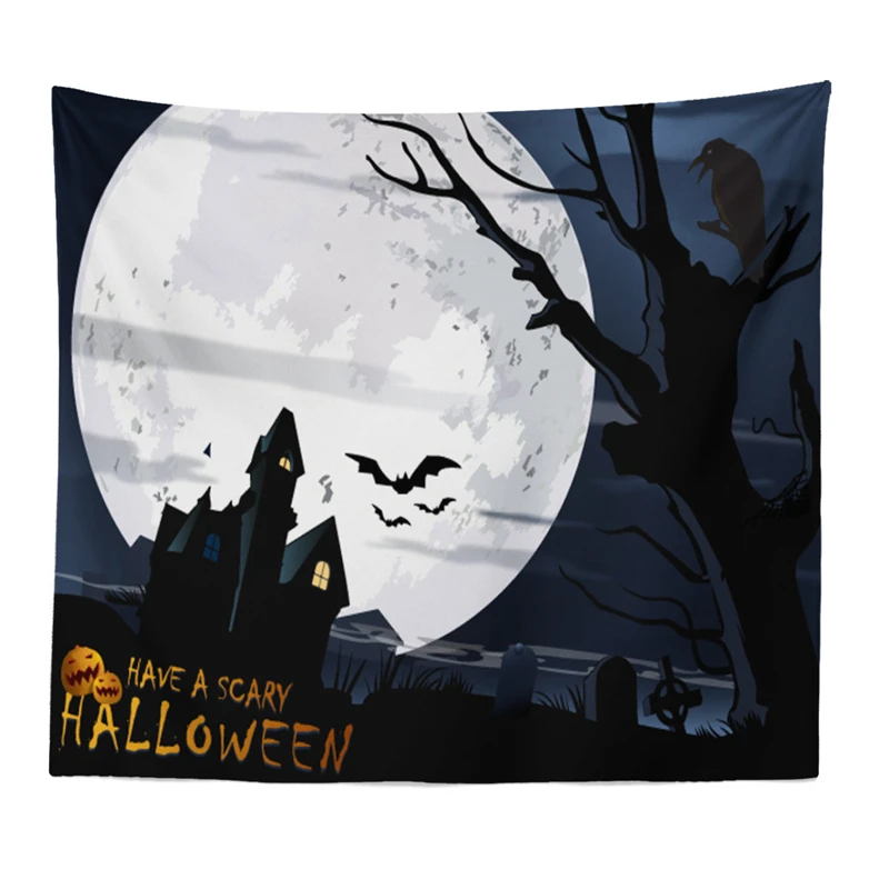 И надписью &quotHappy Halloween&quot Веселая ведьмочка гобелен с изображением тыквы