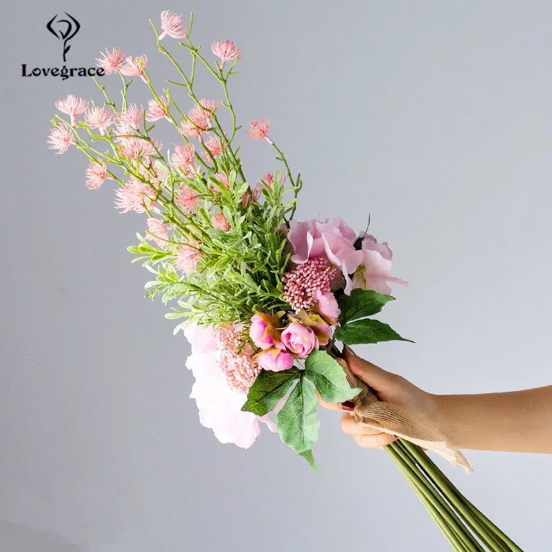 Свадебный букет невесты Lovegrace из искусственного шелка мини роза Гортензия