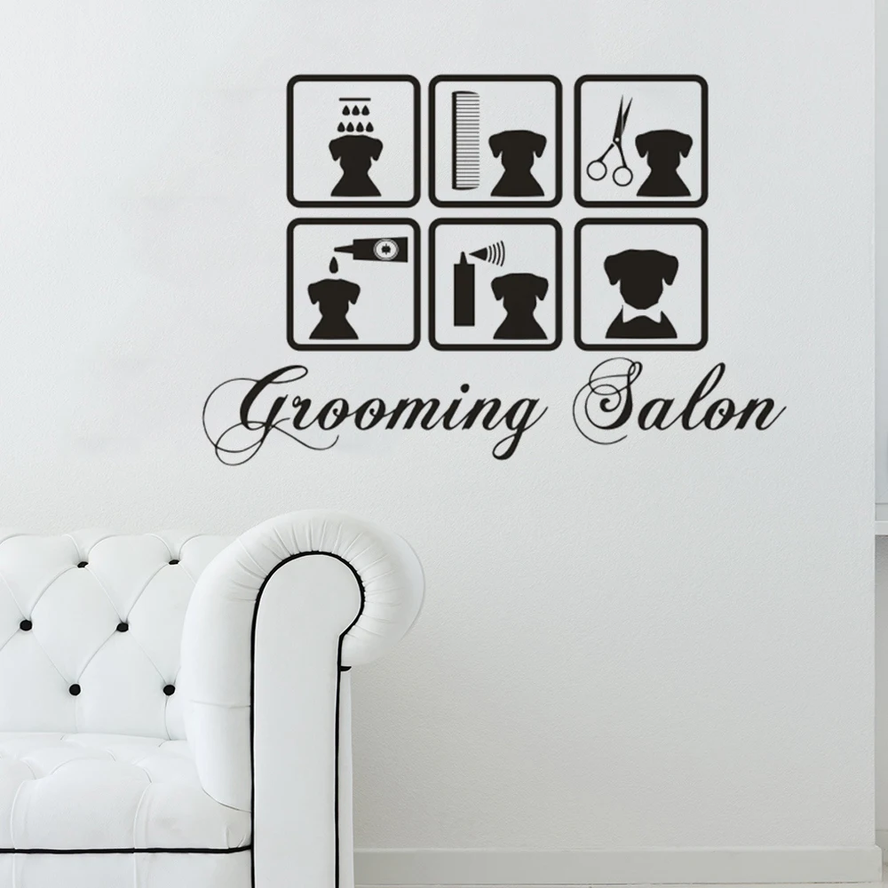 

Pets Dog Grooming Pets SalonVet Shop Stickers Wall Sticker Pets Grooming Salon Window Posters Decoration Vinyl Wall Decal ov100
