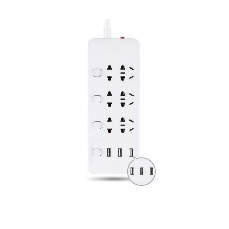 6 A C Outlets 3USB AU/EU/UK вилка индивидуальная Коммутируемая силовая лента 1,8/2,8 м защита от перегрузки защита от перенапряжения австралийская китайская стандартная розетка-удлинитель - Цвет: 6 A C Outlets 3USB