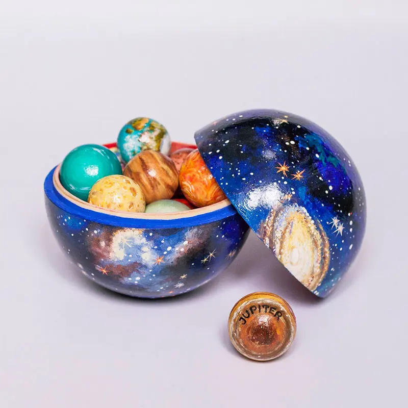 Sistema Solar con planetas, modelo Space Nursery, juguetes Montessori, mu&ntilde;ecas de anidaci&oacute;n, cohete de madera y astronauta, regalo de Astronom&iacute;a-5