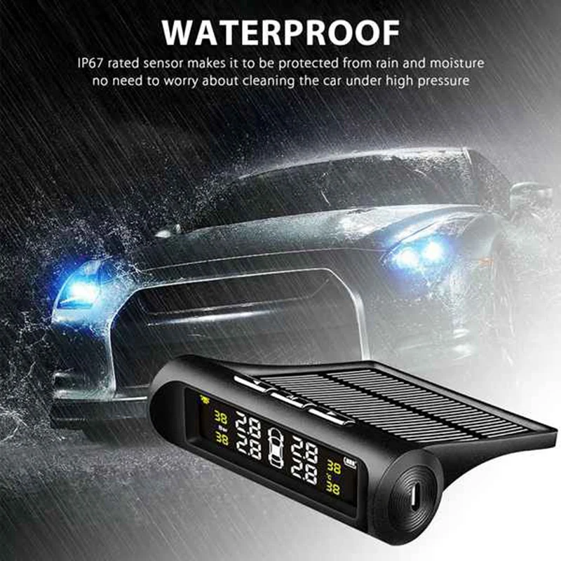 

Car TPMS Tyre Pressure Monitoring System Solar Power Digital LCD Display Auto Security Alarm Systems Tyre Pressure