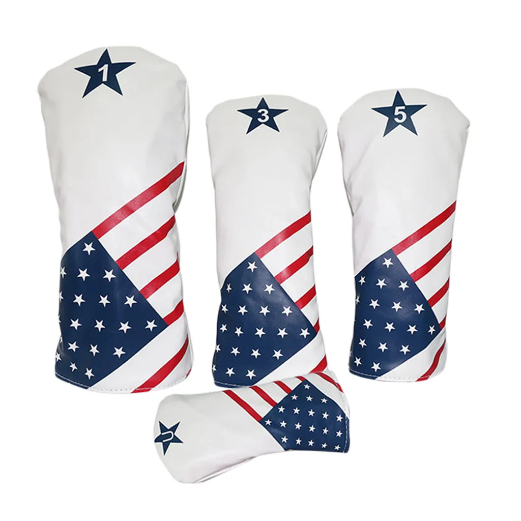

Set of 4 Golf Wood Head Cover Driver Headcover Hybrid Club Accessories