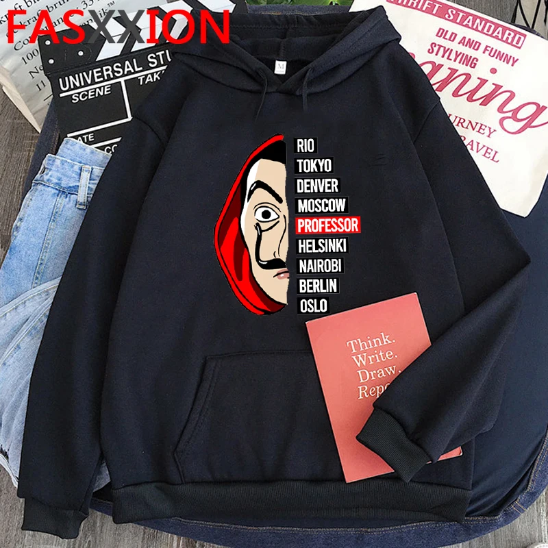 

La Casa De Papel Money Heist Funny Cartoon Hoodies Men Anime House of Paper Bella Ciao Graphic Sweatshirt Streetwear Hoody Male