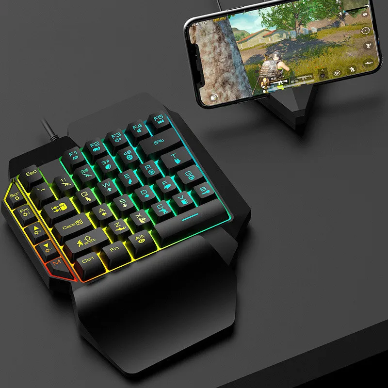

Portable One-Handed USB 39 Key Keyboard Converter Plug And Play Wired Gaming Keyboard RGB LED Backlit Ergonomic Changing