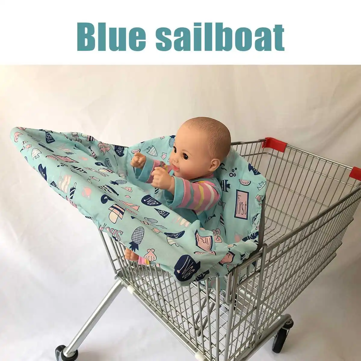 Blue sailboat Детская продуктовая тележка для малышей, детская тележка для покупок, Защитная крышка для тележки, защита сиденья, безопасные сиденья для детей - Цвет: Blue sailboat