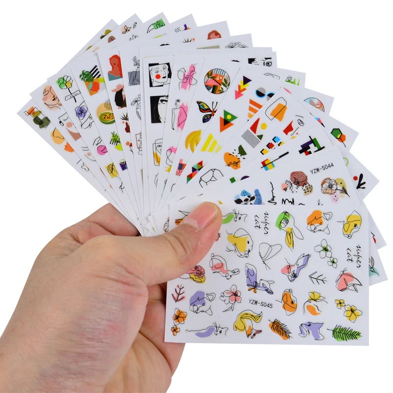 1 лист наклеек для ногтей наклейки абстрактная леди лицо Цветы Листья фрукты