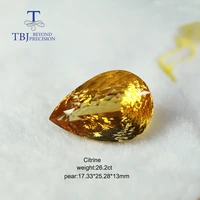 natural big size citrine pear shape loose gemstone for diy jewelry 925 silver 18k 14k gold jewelry tbj jewelry