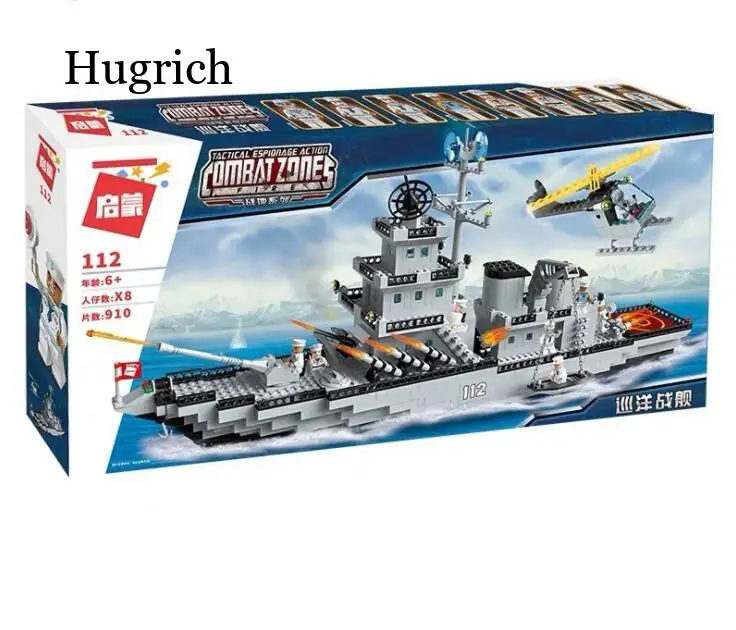

Ship Building Block Brick Set with Toys for Children 112 Cruiser 113 Aircraft Carrier Military Toy Children's Gift Assembly Toy