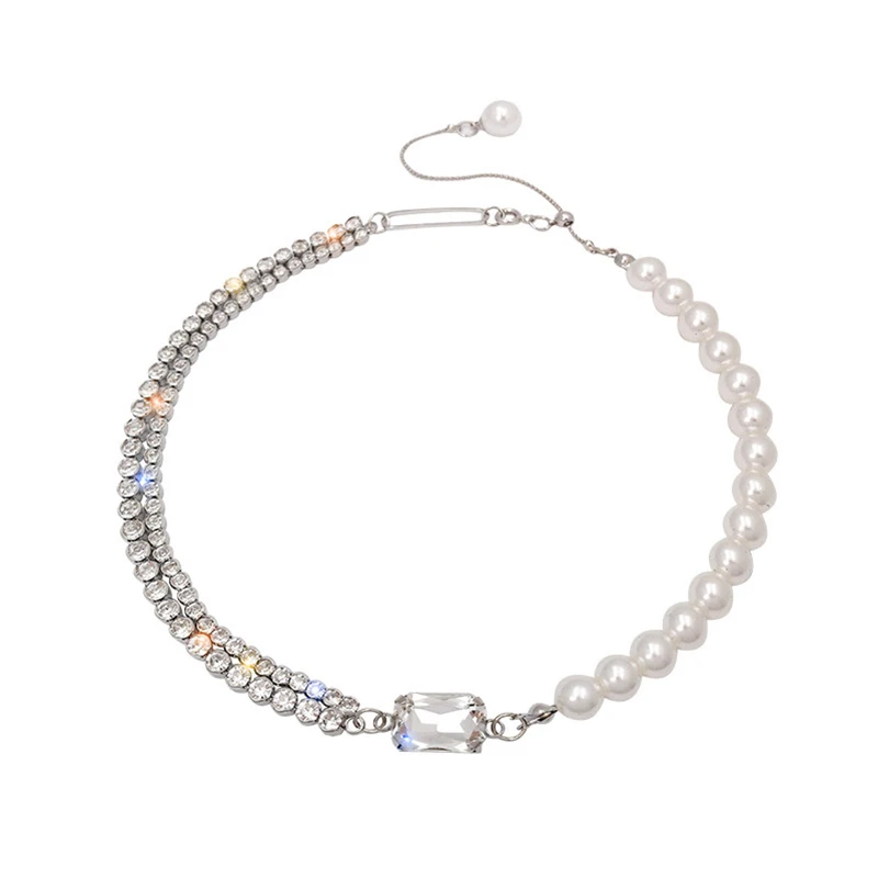 

Korean Style Simulation Pearl Asymmetric Choker Multilayer Necklaces For Women Trendy Fancy Romantic Clavicle Chain Necklace New